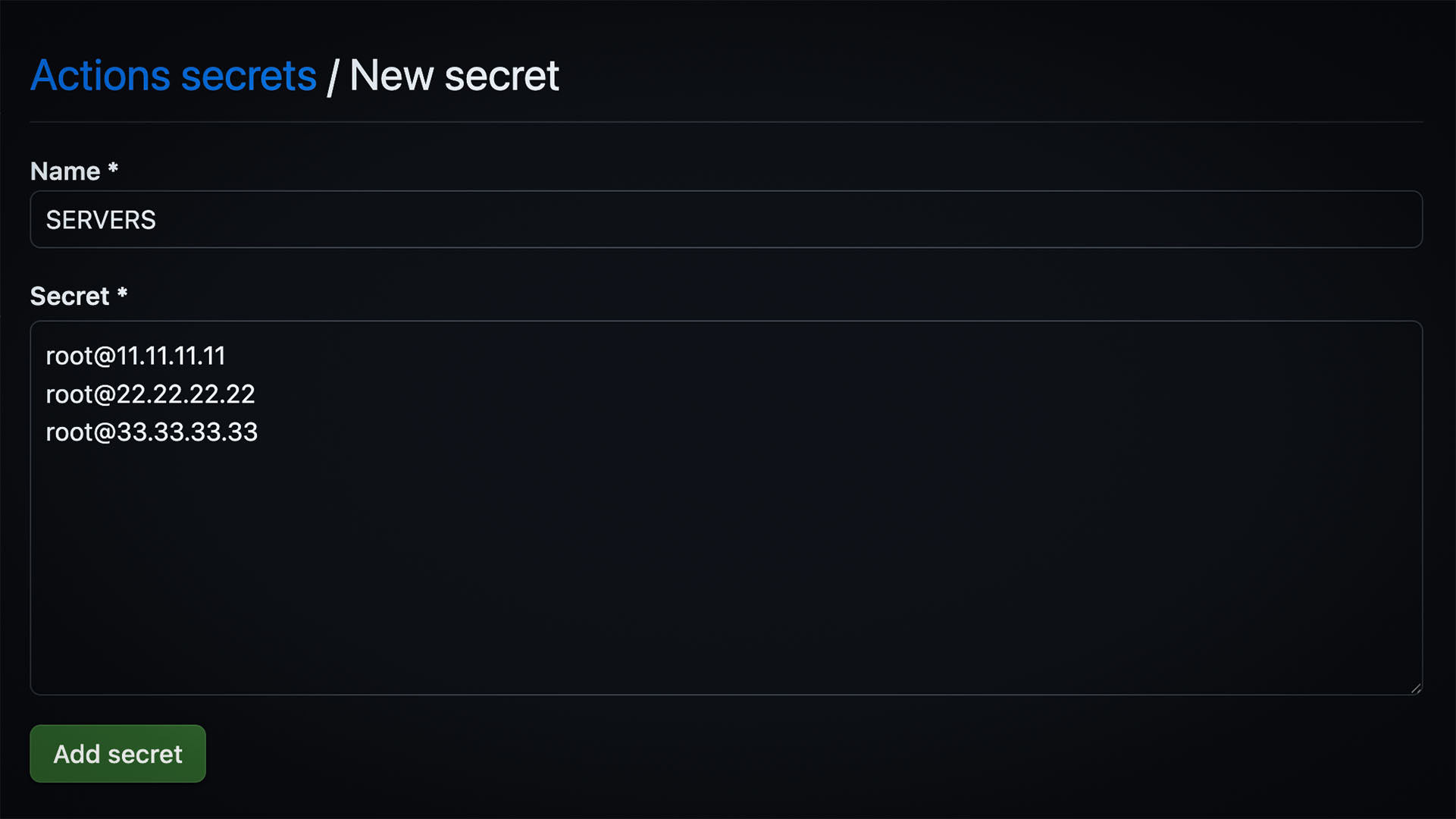 SERVERS with SSH key