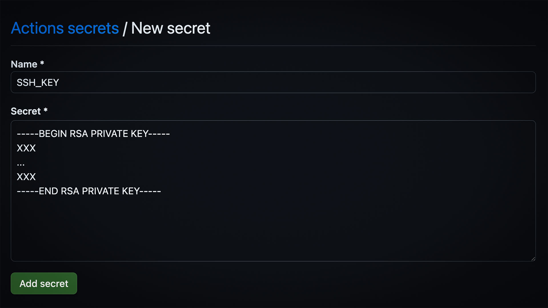 SSH_KEY secret